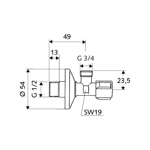 Schell Zawór kątowy Comfort 1/2"x3/4"  (033000699)