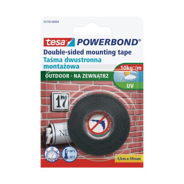 Tesa Taśma dwustronna montażowa Powerbond na zewnątrz 1,5m 19mm (H5575004)