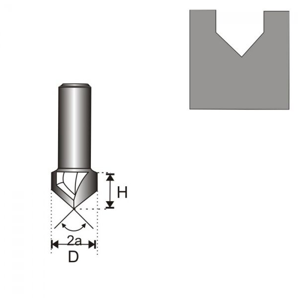 Dedra Frez do drewna rowkujący V 8D 25,4x25,4 kąt 90stopni - 07F054B