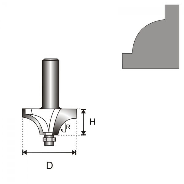 Dedra Frez do drewna zaokrąglony wklęsły z łożyskiem 22,5x9x4,76mm (07F131A)