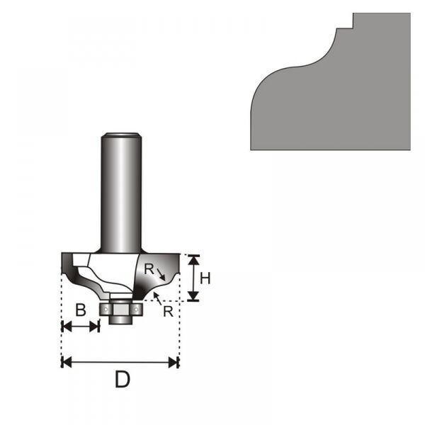 Dedra Frez do drewna podwójnie zaokrągający z łożyskiem D12 38,6x15,9x5,6mm - 07F152C