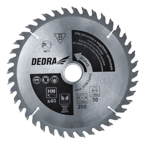 Dedra Piła tarczowa 205x16mm 40z. z węglikiem spiekanym - H20540E