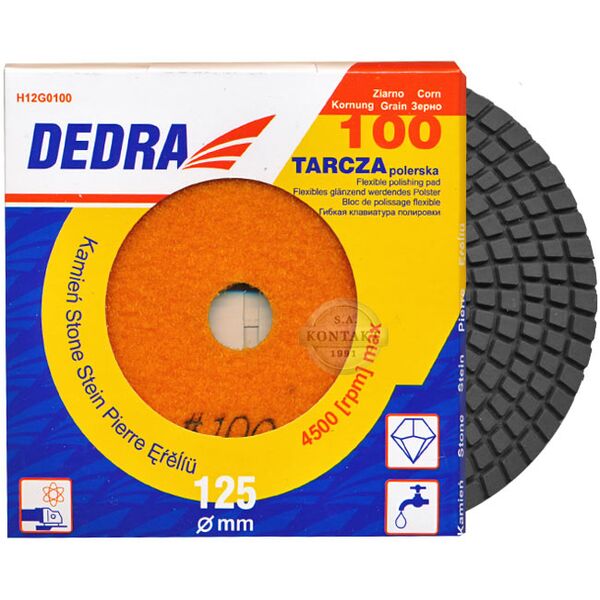 Dedra Dysk polerski 125mm ziarno 100 elastyczny diamentowy (H12G0100)