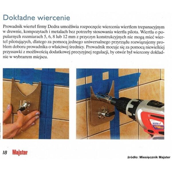 Dedra Prowadnik do wierteł diamentowych 4-75mm nierdzewny z przyssawką - DED1566