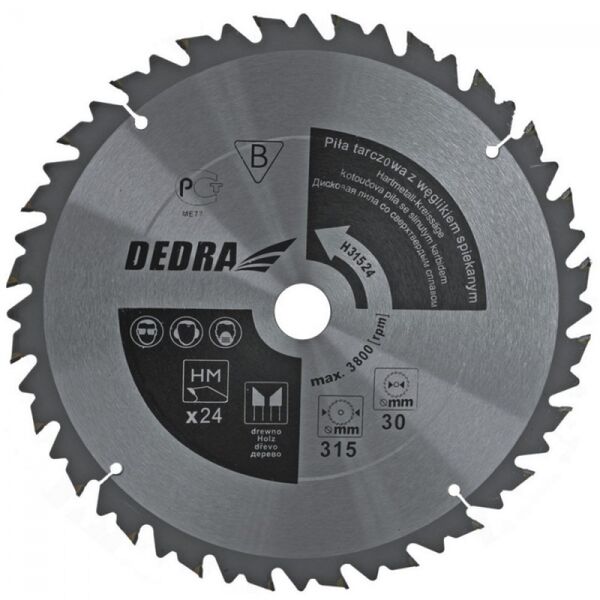 Dedra Piła tarczowa 300x30mm 24z. z płytkami HM i ogranicznikiem posuwu - HL30024