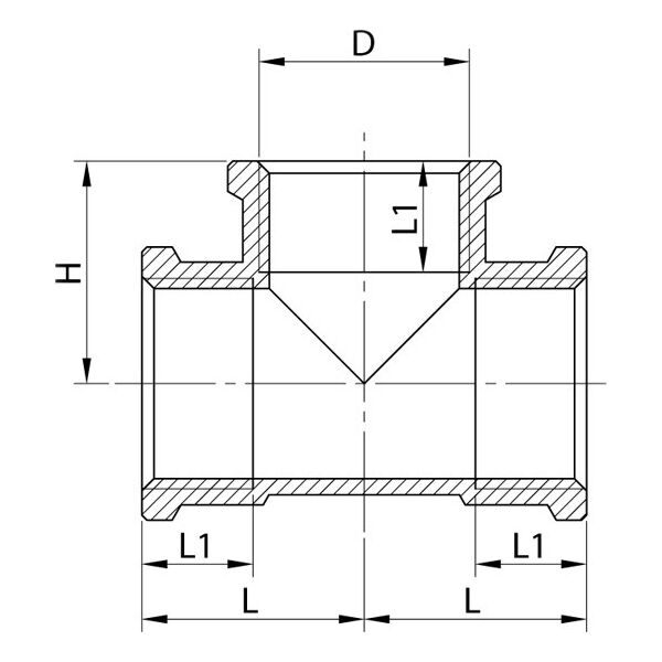Invena Trójnik mosiężny gwint wewn. 1/2" - ZM-05-015