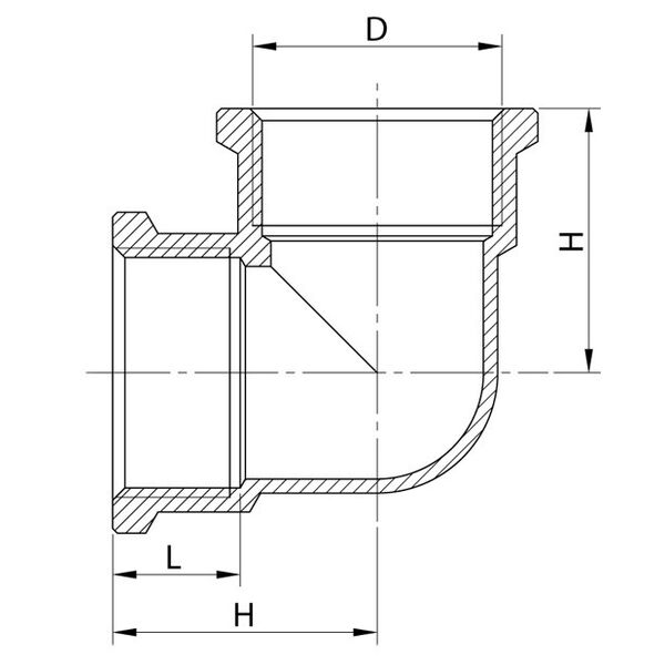 Invena Kolanko mosiężne nakrętno-nakrętne gwint wewn./wewn. 3/8" - ZM-02-010