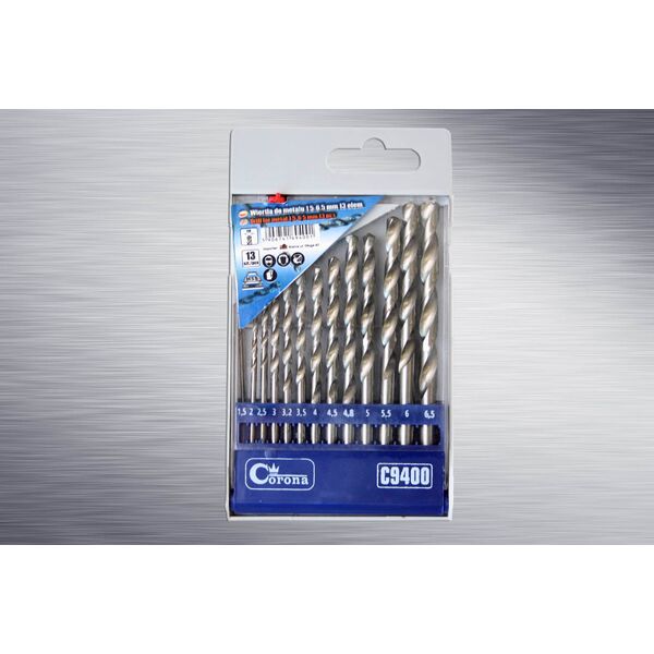 Wiertło Corona HSS walcowe 1,5 2 4,5 4 5,5 5 4,8 3 2,5 3,5 6 3,2 6,5mm zestaw (C9400)