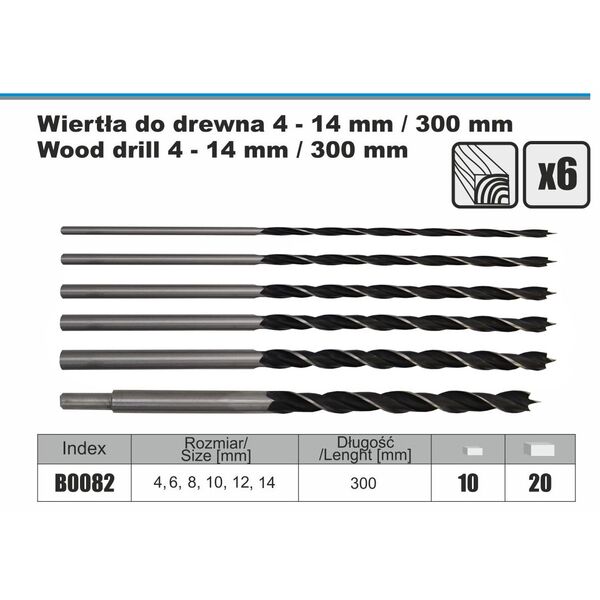 Wiertło Corona kręte 6 8 12 10 14 4mm zestaw (B0082)