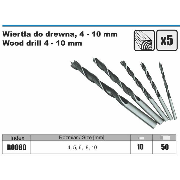 Wiertło Corona kręte 6 8 10 4 5mm zestaw (B0080)