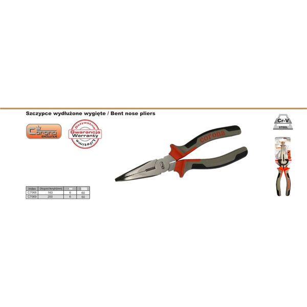 Corona Szczypce wydłużone wygięte 160mm - C7068
