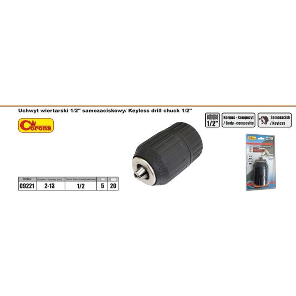 Corona Uchwyt wiertarski samozaciskowy 1/2\\" 2-13mm - C9221