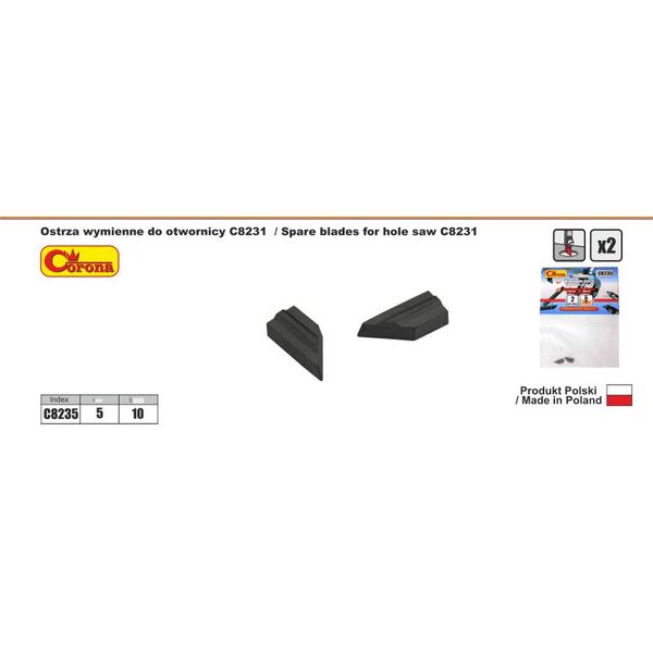 Corona Ostrza wymienne C8235 do otwornicy do glazury 2szt. - C8231