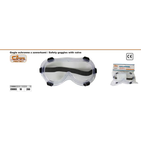 Corona Gogle ochronne CE z zaworkami 10szt. C0003