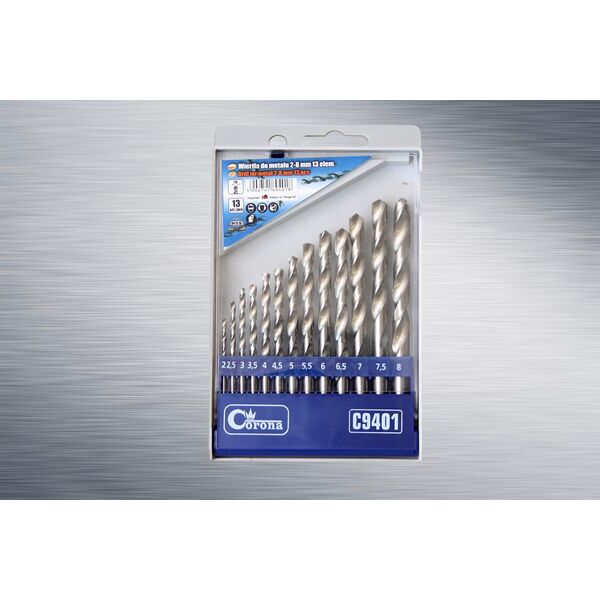 Wiertło Corona HSS walcowe 2 7 4,5 4 5,5 5 3 2,5 3,5 6 6,5 7,5 8mm zestaw (C9401)
