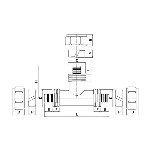 Invena Trójnik równoprzelotowy 16x16x16x2mm - PA-08-002
