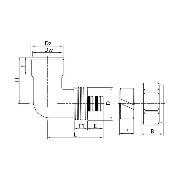 Invena Kolano z gwintem wewnętrznym 1/2\\" x16x2mm - PA-06-002