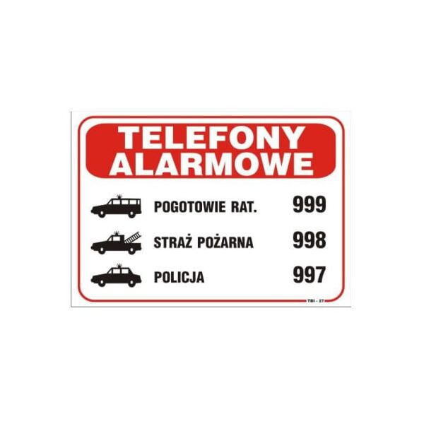 Tablica Telefony Alarmowe TBI-27