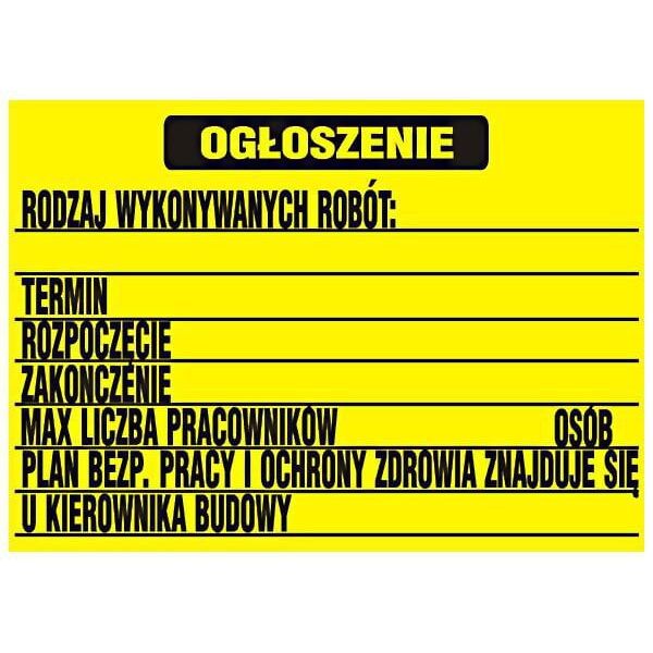 Tablica budowana ogłoszenie 70x50cm