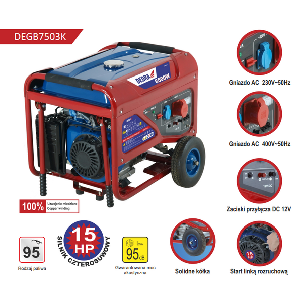 Agregat Dedra DEGB7503K 6500 W 3-fazowy