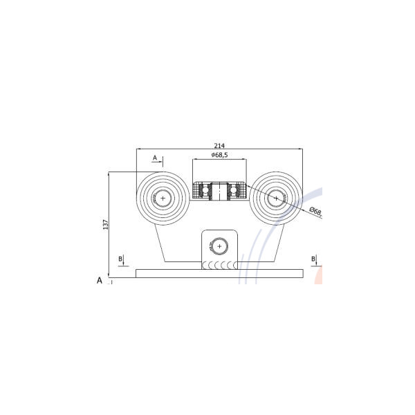 Zabi Wózek wahliwy bez regulacji 5 rolek metal do profili 80x80mm ścianka 5mm W-5M-80
