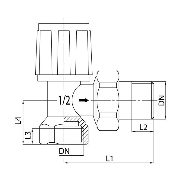 Invena Zawór grzejnikowy kątowy ze śrubunkiem do rur stalowych 1/2" CZ-50-K15