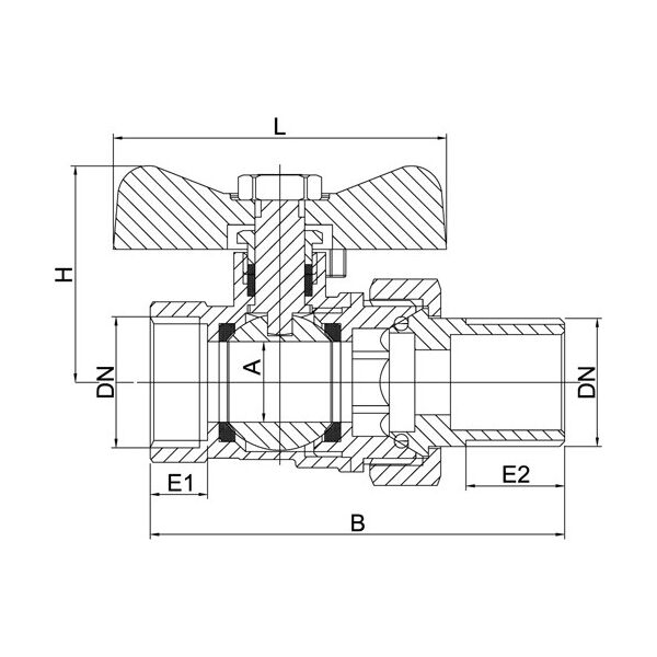 Invena Kurek kulowy MILLENIUM z pokrętłem motylkowym gwint wewnętrzny/zewnętrzny 1/2" - ZK-31-015