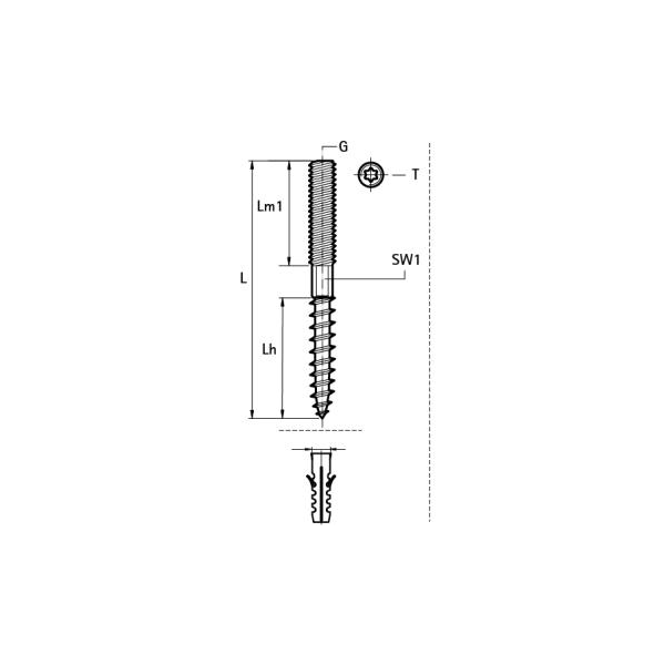 Walraven Śruba dwugwintowa BIS M10x80mm - 628 3 008