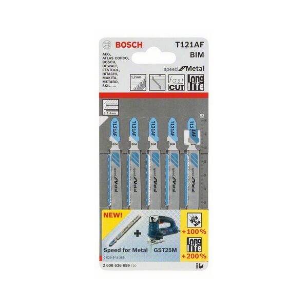 Bosch Brzeszczot do wyrzynarek T121AF 92mm metal 5szt. (2608636699)