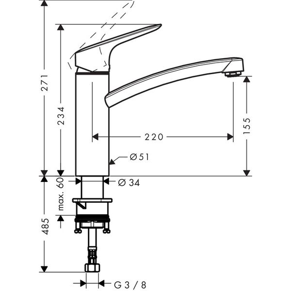 Bateria kuchenna Hansgrohe Logis M31 stojąca chrom (71832000)