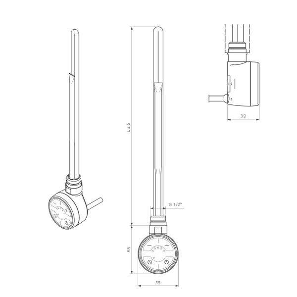 Terma Grzałka elektryczna MOA U 300W chrom (WEMOA03BCROU)