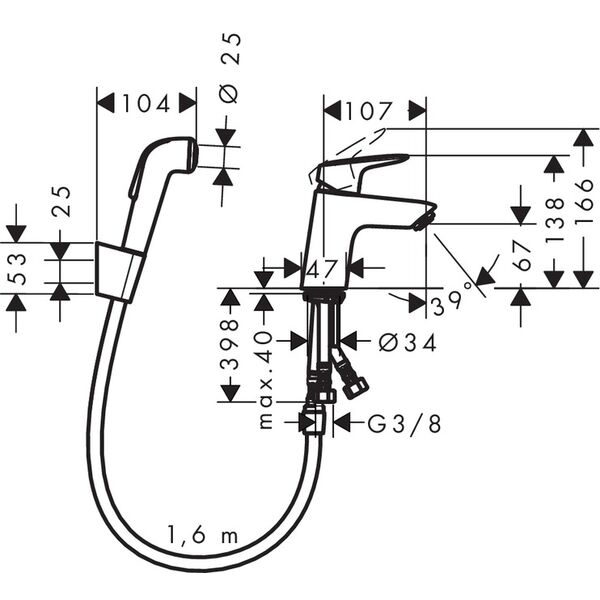 Bateria bidetowa Hansgrohe Logis stojąca chrom (71290000)