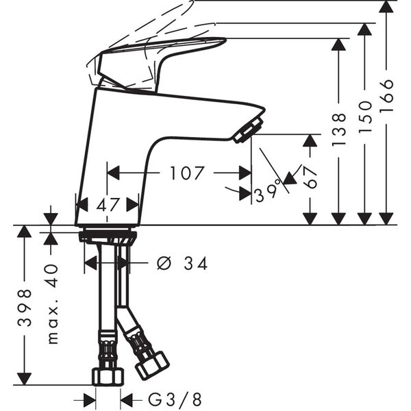 Bateria umywalkowa Hansgrohe Logis stojąca chrom (71076000)