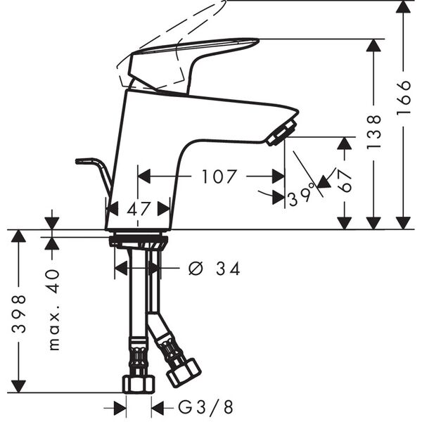 Bateria umywalkowa Hansgrohe Logis stojąca chrom (71078000)