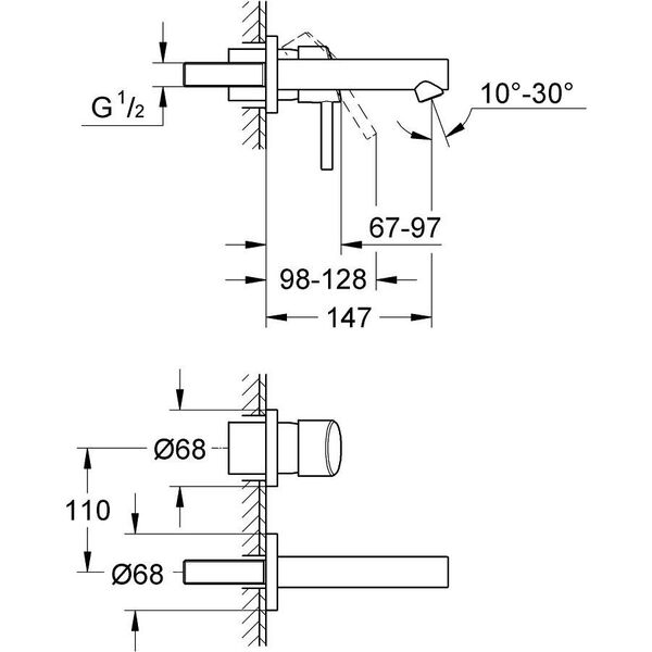 Bateria umywalkowa Grohe Concetto podtynkowa chrom (19575001)