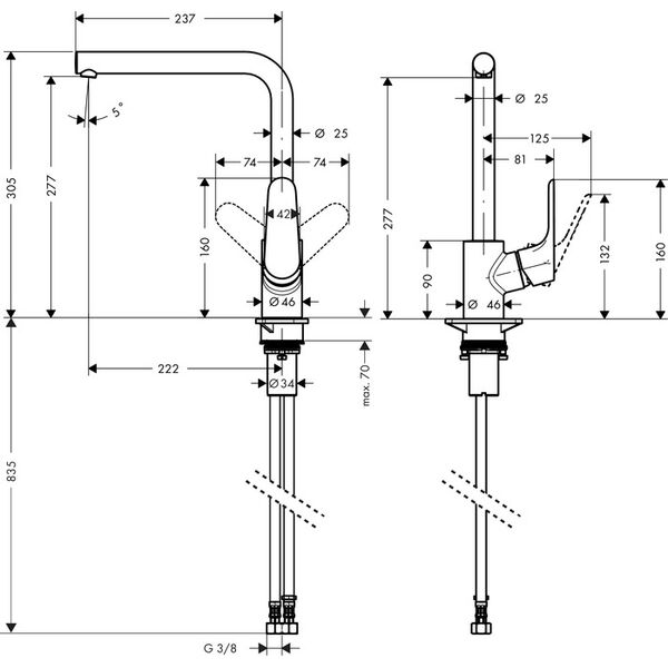 Bateria kuchenna Hansgrohe Focus stojąca chrom (31817000)
