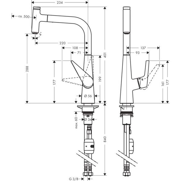 Bateria kuchenna Hansgrohe Talis Select S stojąca chrom (72821000)