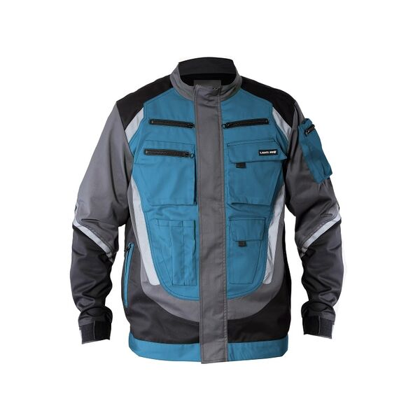 Lahti Pro Bluza ochronna z pasami odblaskowymi czarno-szaro-turkusowa XL (L4040304)