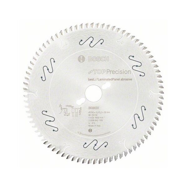 Bosch Tarcza pilarska Top Precision Best for Laminated Panel Abrasive 250 x 30mm 80z (2608642109)