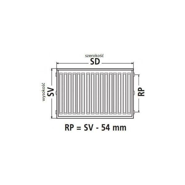 Kermi Grzejnik Therm X2 Profil-V 12 600 x 1100mm lewy (FTV120601101L1K)