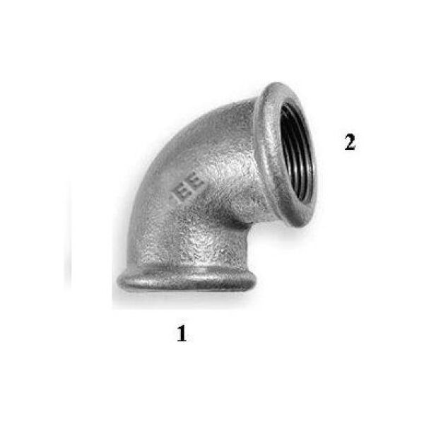 Odlewnia Zawiercie Kolano zwężkowe 90° A1 nr 6 3/4 x 1/2" czarne