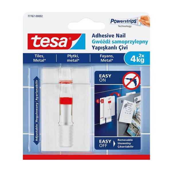 Tesa Gwoździe samoprzylepne regulowane do płytek i metalu do 4kg 2szt. (H7776702)