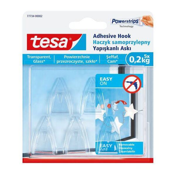 Tesa Haczyki samoprzylepne przezroczyste do 0,2kg 5szt. (H7773402)