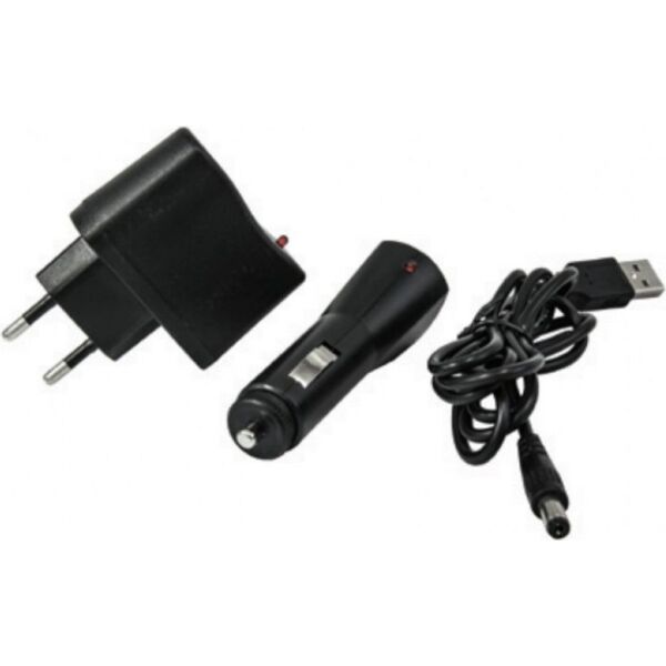 Dedra akumulatorowa 3W COB LED + 3W LED zasilacz USB na 230V i 12V (L1023)