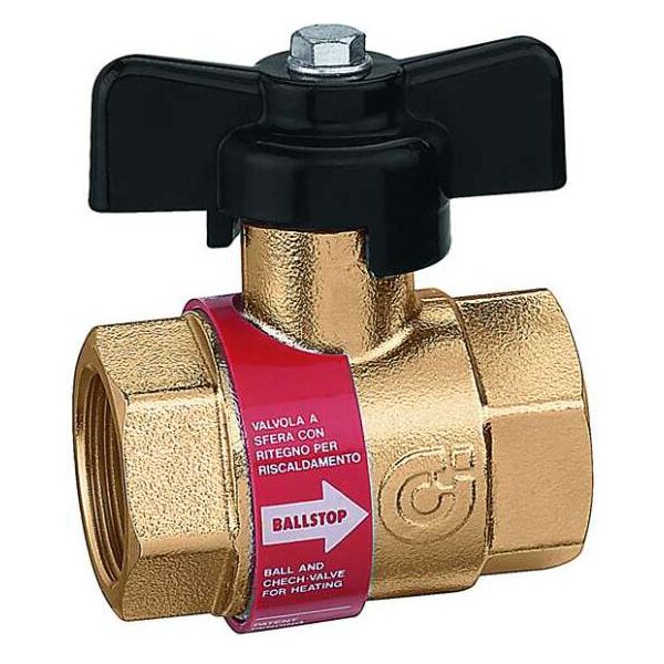 Caleffi Zawór kulowy z wbudowanym zaworem zwrotnym do instalacji grzewczych (327500)
