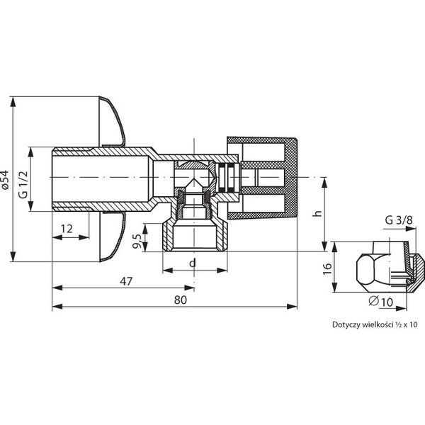 Perfexim Zawór kątowy z motylkiem 1/2"x3/8"  (02-200-1510-000)
