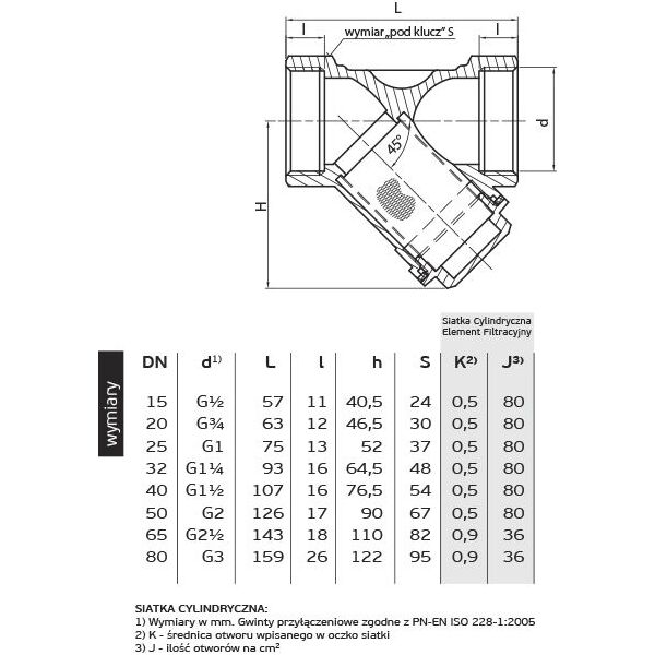 Perfexim Filtr skośny siatkowy do wody 1" (03-060-0250-000)