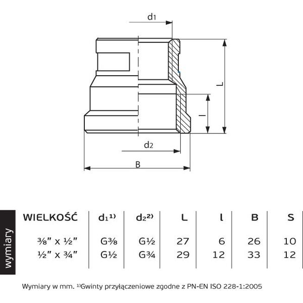 Perfexim Mufa redukcyjna mosiężna chromowana GW 1/2 x 3/4" (07-510-1520-000)