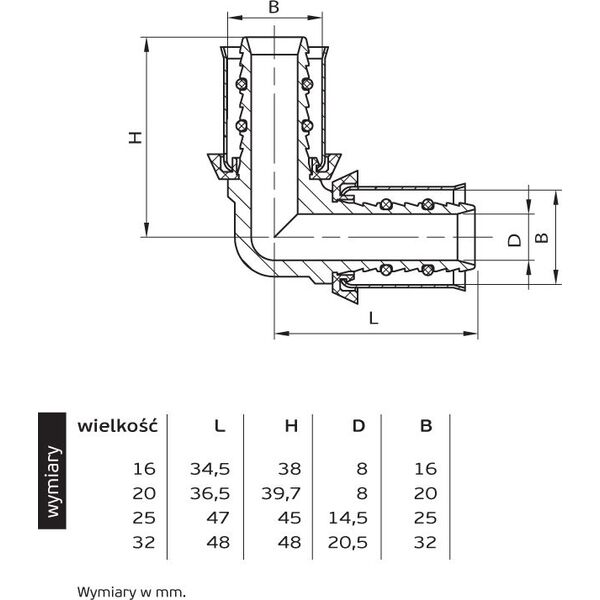 Perfexim Kolano zaprasowywane 736 20mm (62-736-0200-000)