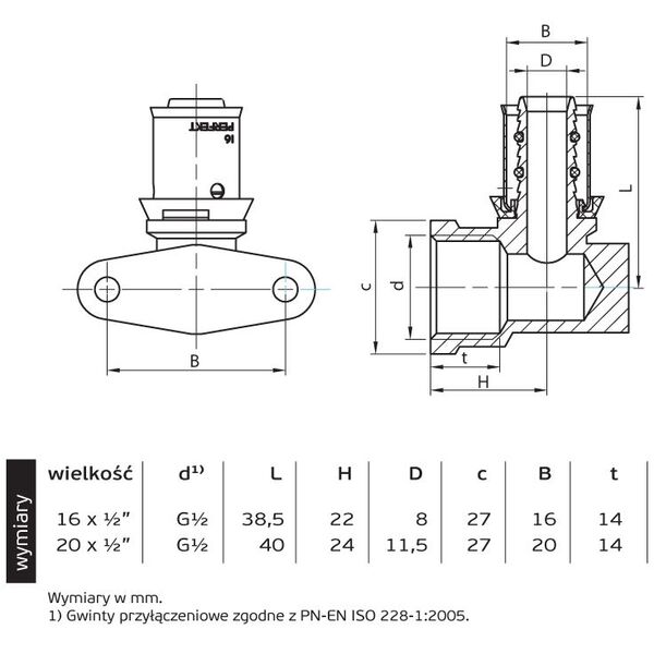 Perfexim Kolano zaprasowywane z łapami 738 16xG1/2 W (62-738-1615-000)